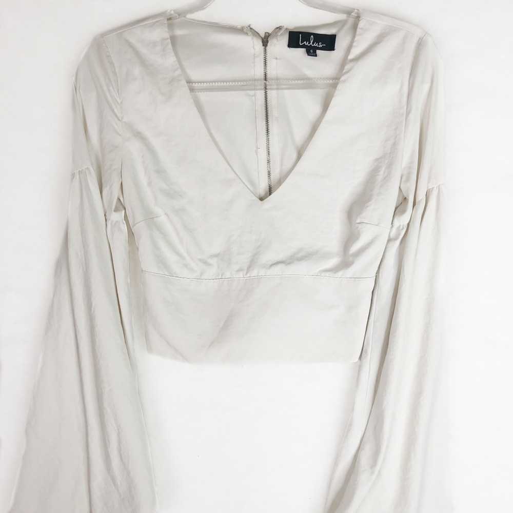 Lulus White Bell Sleeve Crop Top